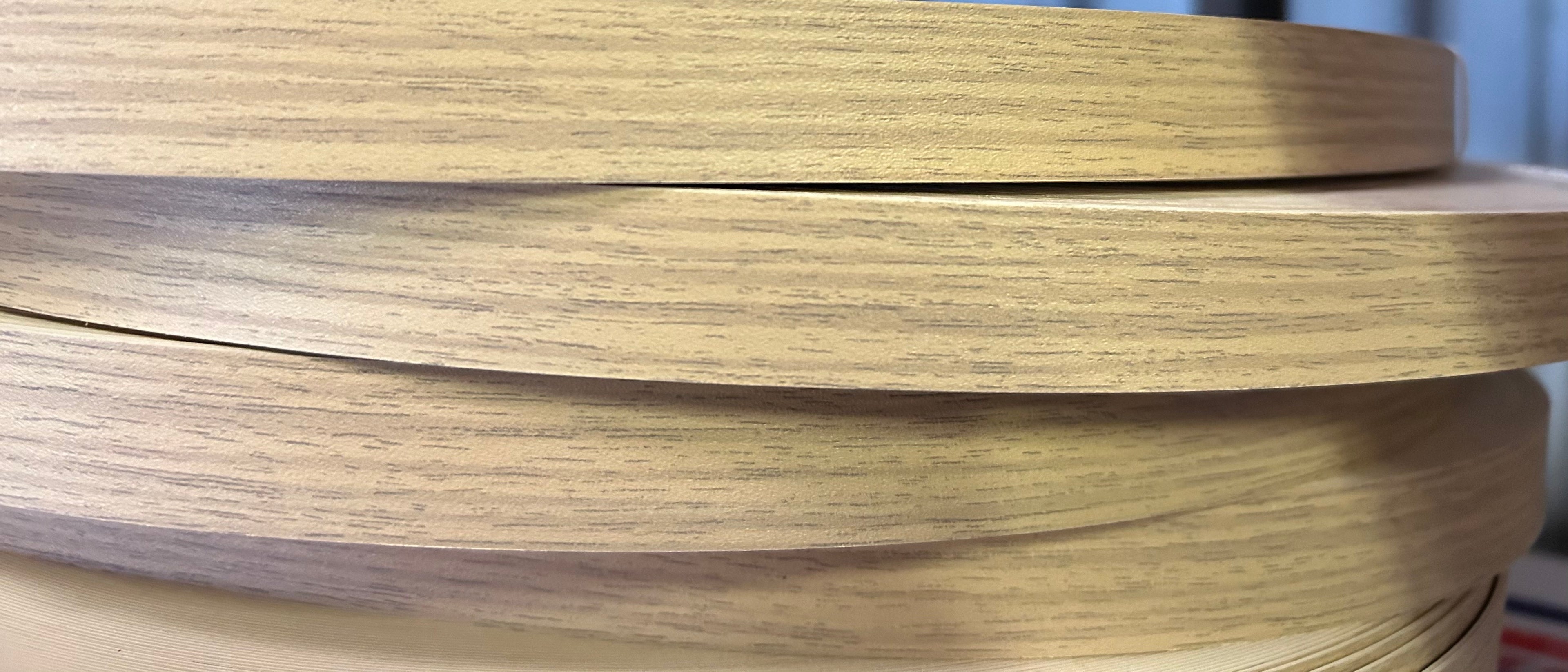 Lissa Oak Plastic Edging 22mm x 0.8mm x 150m Unglued